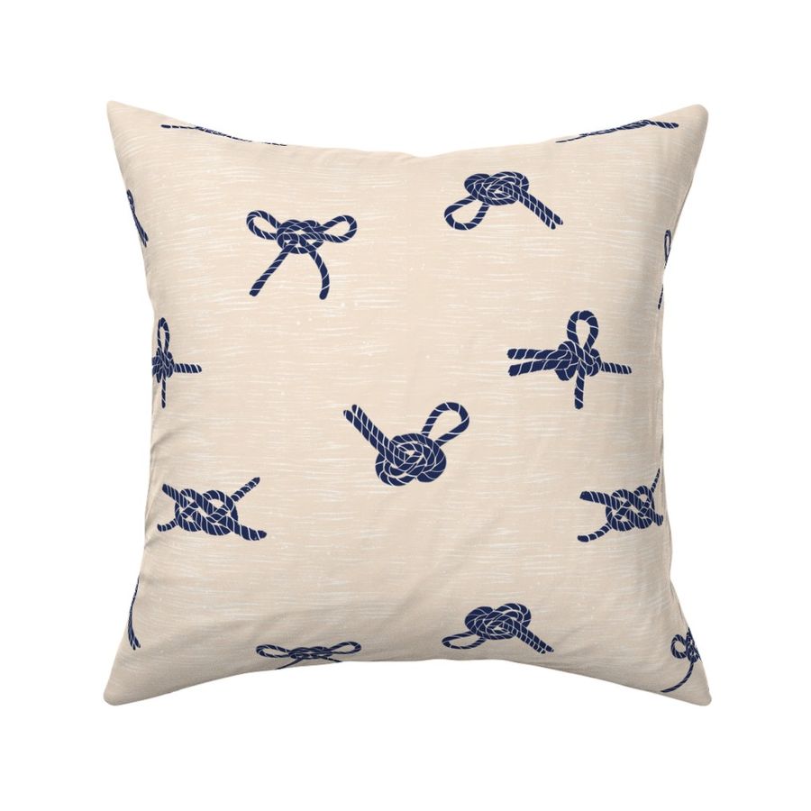 Sailor's knots- nautical knots in blue on off white natural beige, hand drawn block print inspired (S)