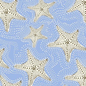 Star fishes beach -duck egg blue fabric wallpaper 12