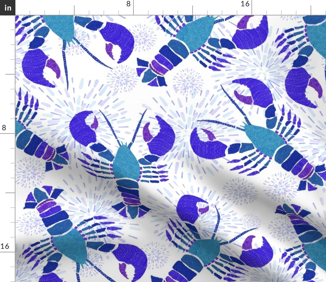 Blue Lobsters with Geometric Patterns