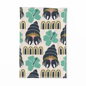 Hermit's Home / Blue Navy Teal Khaki Green / 12" Repeat Large