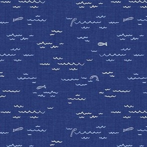 Textured Seafaring Serenade - Gentle mini  Waves in Ultramarine Blue tone