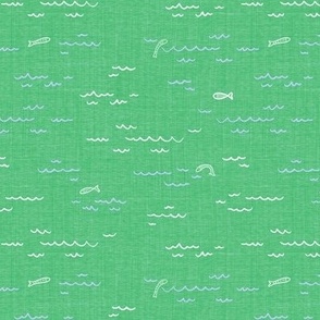 Textured Seafaring Serenade - Gentle min Waves in Jade Green Tone