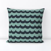 (L) coastal / nautical blender for kids, waves stripes in teal midnight