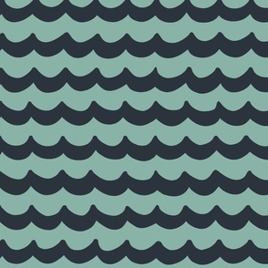 (L) coastal / nautical blender for kids, waves stripes in teal midnight