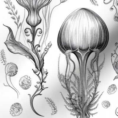 Fantastic Jellyfish - Black & White