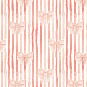 Small Vintage Striped Bow Watercolor in red