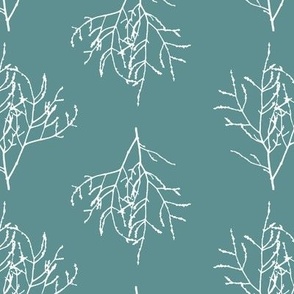 Jumbo Botanical Branch Silhouette Stripes - teal blue