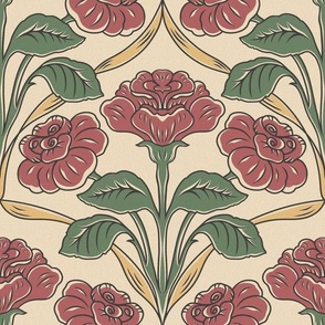 Big Vintage Roses - Colorful scheme on an Antique white background