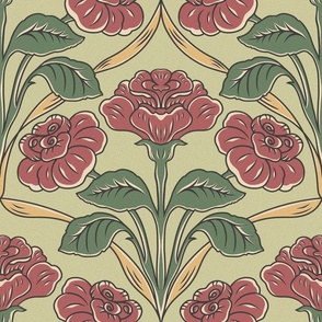 Big Vintage Roses - Colorful scheme on an Ecru background