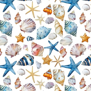 Seashells & Starfish - large 