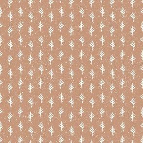Thuja Leaves - Natural Christmas Collection - Caramel Taupe BG with Snow Texture