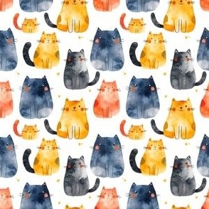 Watercolor Colorful Cats - small 
