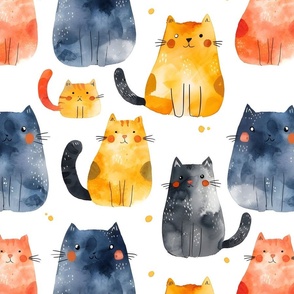 Watercolor Colorful Cats - large 