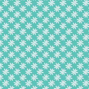 Floral Harmony - Single Flower in white and turquoise