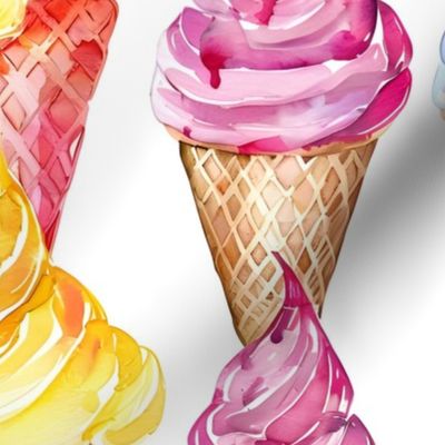 Rainbow Ice Cream Cones - large