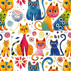 Whimsical Rainbow Cats - large
