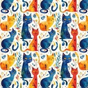 Blue & Orange Cats - small 