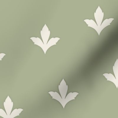 simple acanthus - creamy white_ light sage green - traditional leaves blender - 2 inch motif