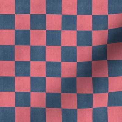 Denim Checkerboard - 1 inch Red and Blue Checks