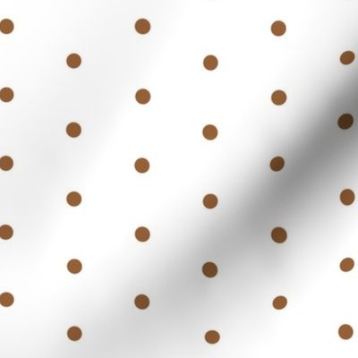 classic chic cute mocha brown polka dots on white fabric 