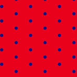 classic chic cute navy polka dots on red fashion fabric 