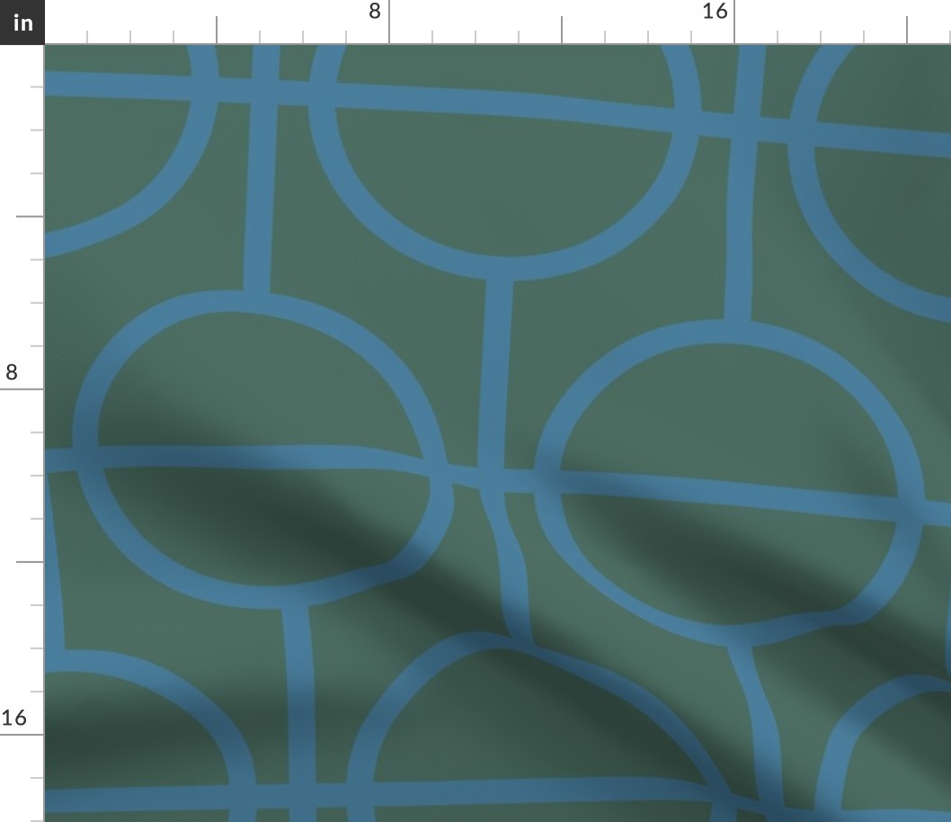 Circles / lattice / modern / blue / pine / large scale