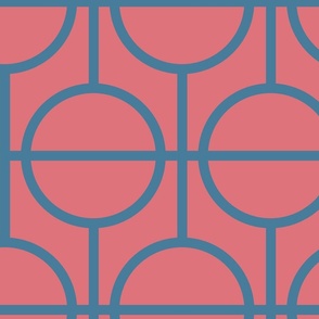 Circles / lattice / modern / blue / rose / large scale