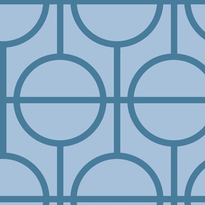 Circles / lattice / modern / blue / sky blue / large scale