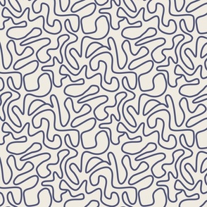 Abstract Line Doodles_Navy Blue