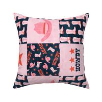 Cowgirl Patchwork - Western Wholecloth - Pink/Navy (90) - LAD24
