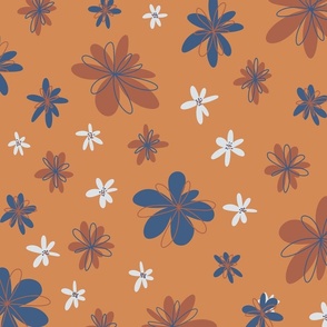 Minimalistic flowers the an orange background