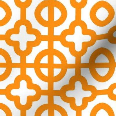 moroccan quatrefoil tiles - tangerine orange and white