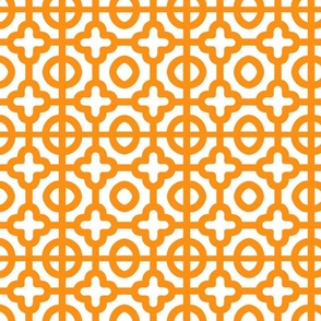 moroccan quatrefoil tiles - tangerine orange and white