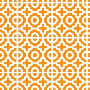 Moroccan Quatrefoil Tiles in  tangerine orange and white 