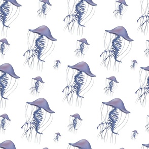 Seamless pattern with violet jellyfishes. 