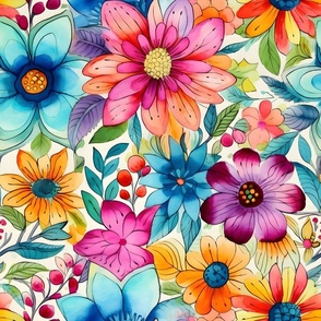 Bigger Scale Bright and Bold Colorful Flower Garden