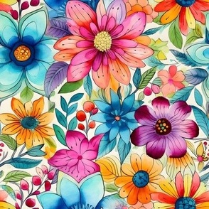 Smaller Scale Bright and Bold Colorful Flower Garden