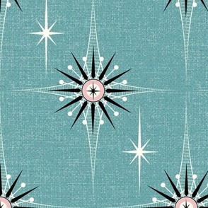 Vintage Starbursts - Teal / Turquoise