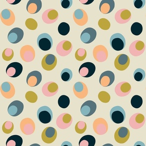 Organic Polka Dots Retro Colours // small // pink, green, orange, blue