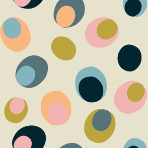 Organic Polka Dots Retro Colours // medium // pink, green, orange, blue