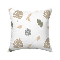 Pattern with minimalistic tropical exotic palm leaves