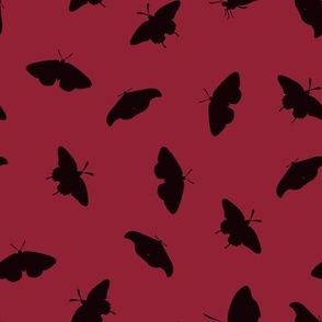 Gothic Minimalist Moth Silhouettes - Wine Red Colorway