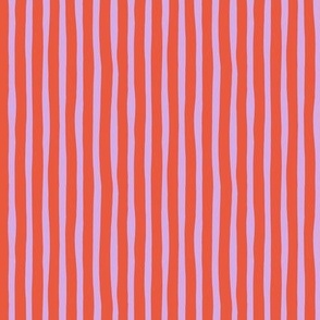 Circus summer - colorful retro vertical stripes tangerine red lilac 