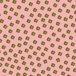 Ditsy Floral Small Green Flowers on Pink // large // baby pink, olive green