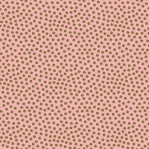Ditsy Floral Small Green Flowers on Pink // small // baby pink, olive green