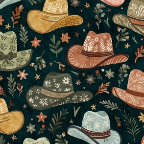 Whimsical wild west - Cowboy and cowgirl hats in teal and black L