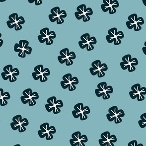 Ditsy Floral Small Blue Flowers on Blue // large // navy blue, sky blue