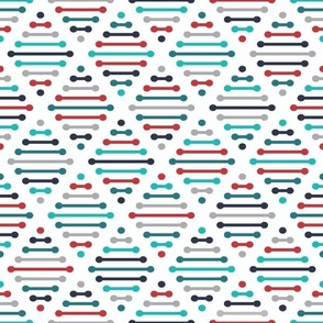 Red, Teal Green, Verdigris, Navy Blue and Grey Diamond Lines - Small