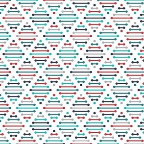Red, Teal Green, Verdigris, Navy Blue and Grey Diamond Lines - Mini