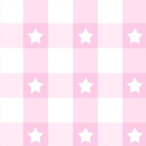 Pink Gingham Plaid Stars Baby Girl Nursery 